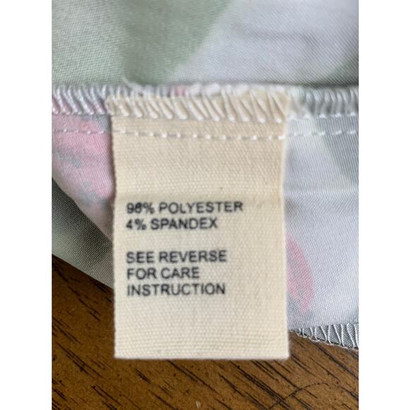 B My Story Long Wide Leg Pants With Berry ,Leaf , Red Bird Print Elastic Waist L - Picture 8 of 11